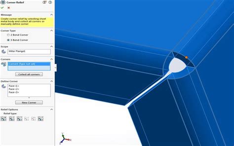 sheet metal corner relief design|solidworks sheet metal corner relief.